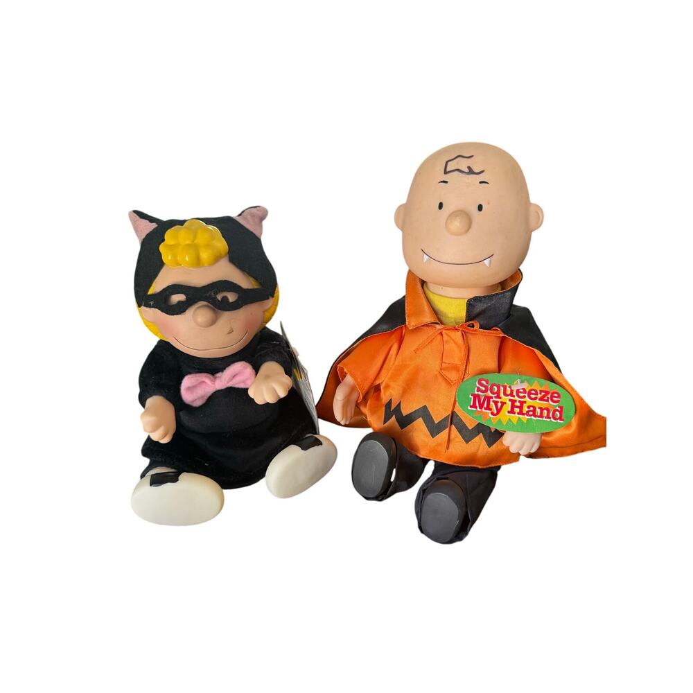 Vintage Gemmy Peanuts Charlie Brown and sally animated‎ Halloween figures